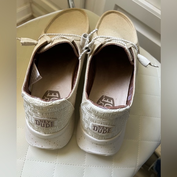 Hey Dude Cream Sneakers with Moc-Toe Design - Picture 3 of 5